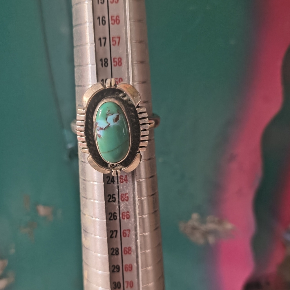 Sterling Silver Turquoise Ring Artist Signed Authentic Navajo Southwestern Sz9.5